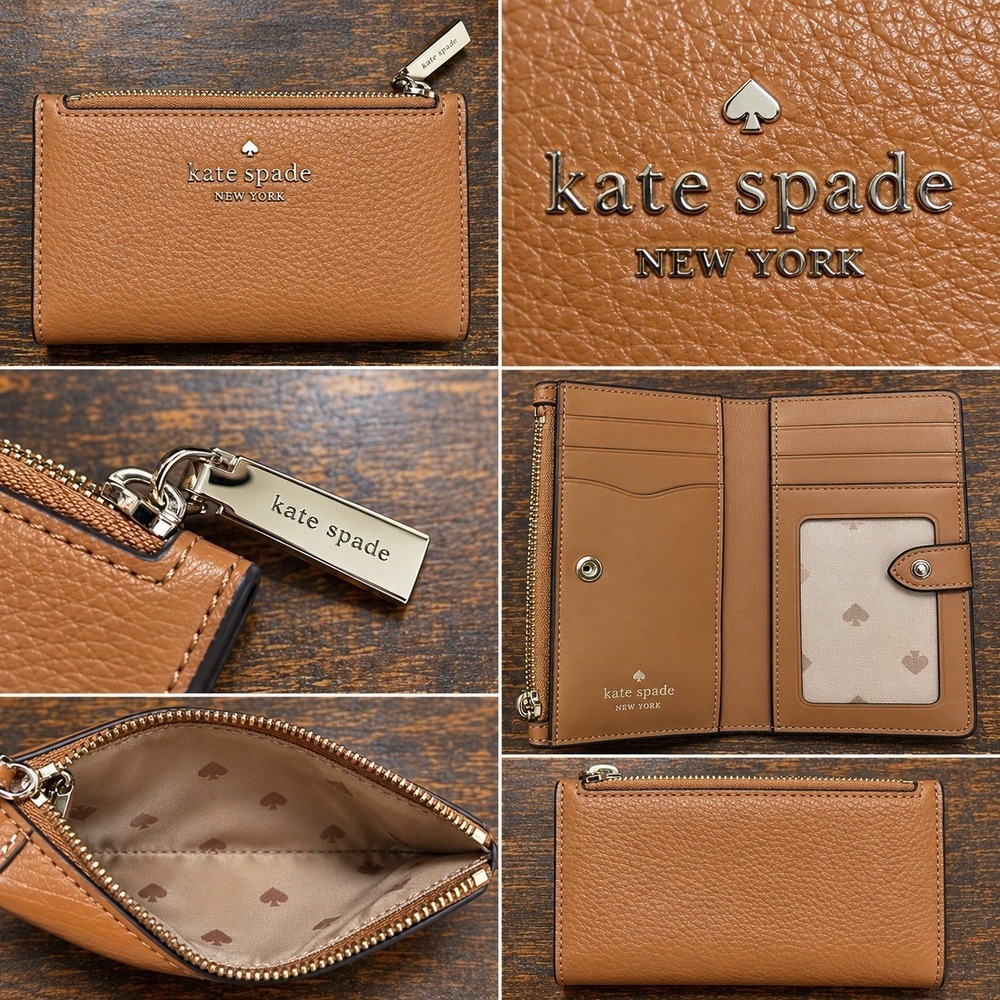 Kate Spade Leila Small Slim Bifold Wallet Card Case Leather Gingerbread WLR00395